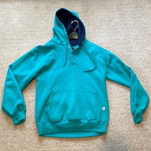 green russell athletic henley sweatshirt mens M